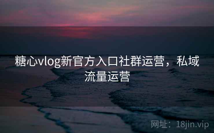 糖心vlog新官方入口社群运营,私域流量运营